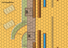 Charger l'image dans la galerie, Carte pour le jeu Oppidum représentant une partie de la circonvallation de César à Alésia avec une porte et une clavicule.