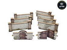 Load image into Gallery viewer, WW2 Normandy Stone Wall w/ Gate (High) (28mm)