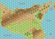Load image into Gallery viewer, Carte de campagne pour le jeu "Guiscard 2 - La Garde Varangienne" représentant une partie de la Sicile.