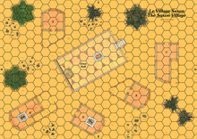 Charger l'image dans la galerie, Carte pour le jeu DIEX AÏE 2 représentant un village saxon avec son grand hall/