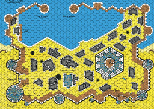 Quadruple carte Le Port Saxon Fortifié pour les jeux de la série Cry Havoc